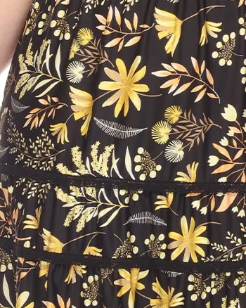 White Mark  Floral Short Sleeve Knee Length Dress | Black