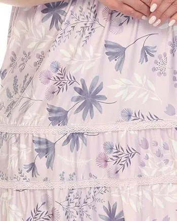 White Mark  Floral Short Sleeve Knee Length Dress | Lavender