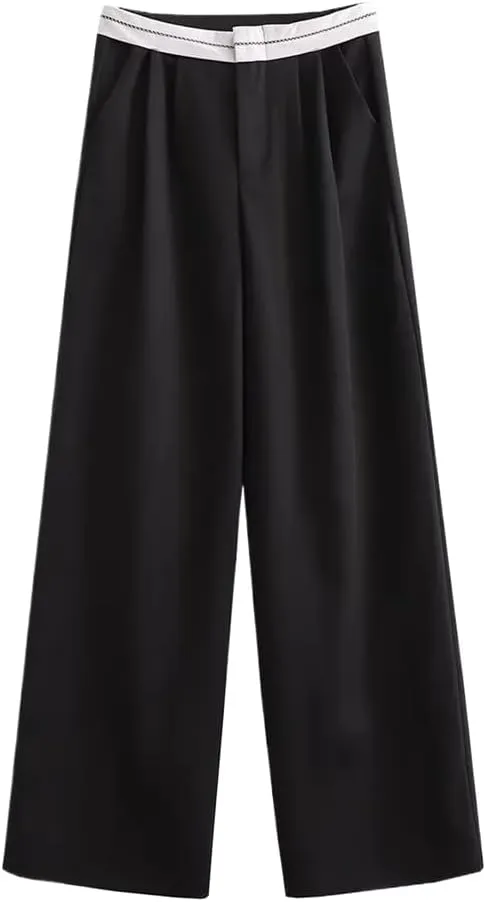 Wide Leg Pants for Women High Waist Trousers Pleated Casual Baggy Woman Streetwear Oversize