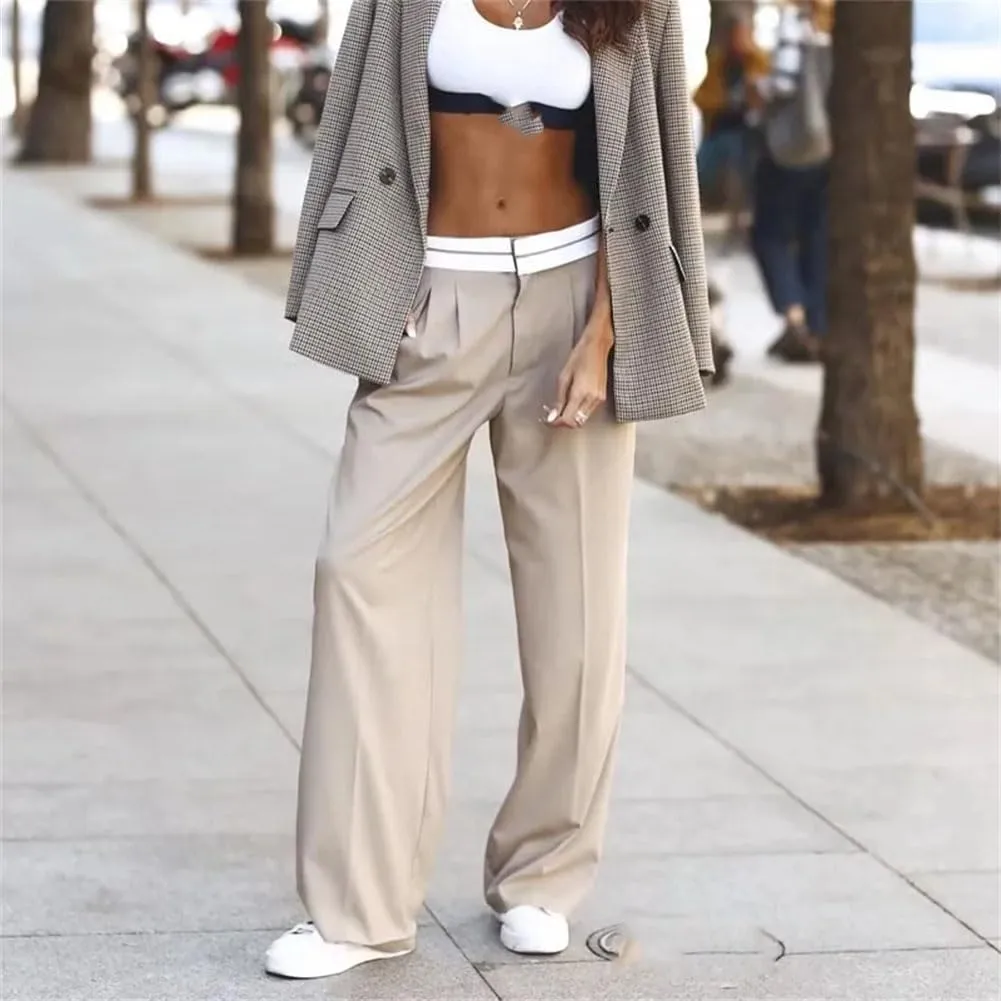 Wide Leg Pants for Women High Waist Trousers Pleated Casual Baggy Woman Streetwear Oversize