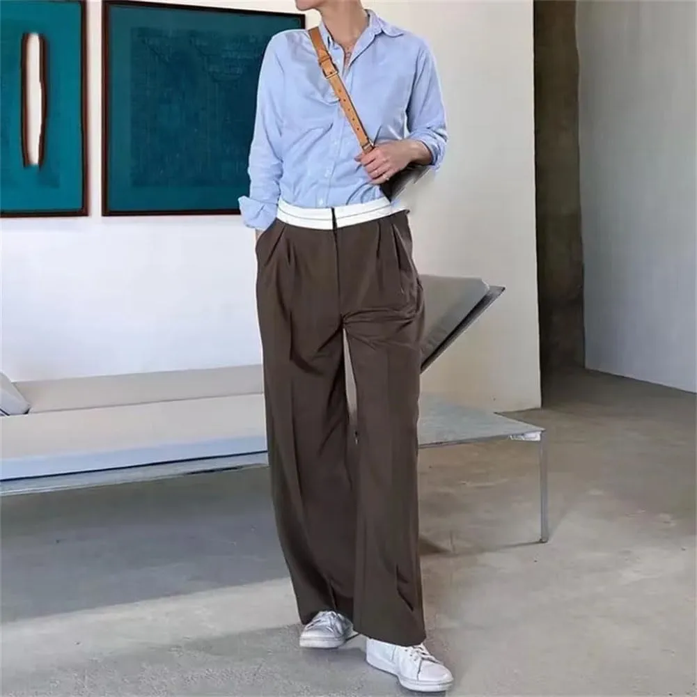 Wide Leg Pants for Women High Waist Trousers Pleated Casual Baggy Woman Streetwear Oversize