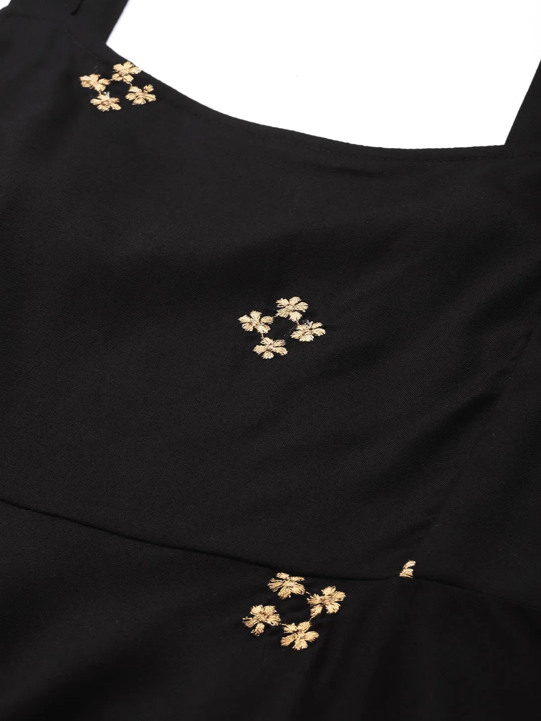 Women Burgundy Embroidered Liva Peplum Top