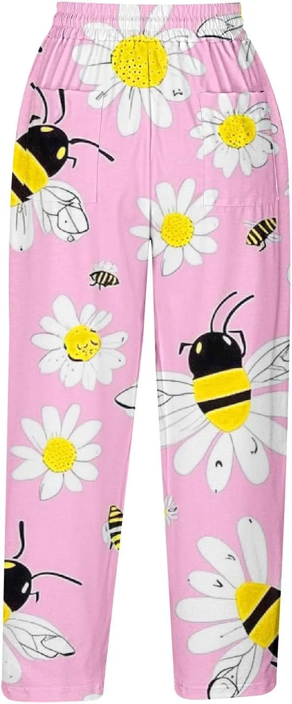 Women Capri Pants Comfy Elastic High Waist Capris Drawstring Wide Leg Trouser Casual 2025 Comfy Pant with Pockets