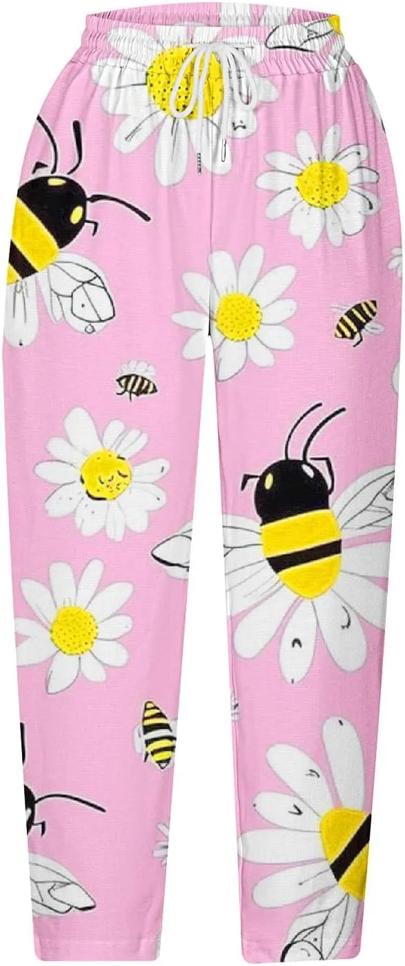 Women Capri Pants Comfy Elastic High Waist Capris Drawstring Wide Leg Trouser Casual 2025 Comfy Pant with Pockets