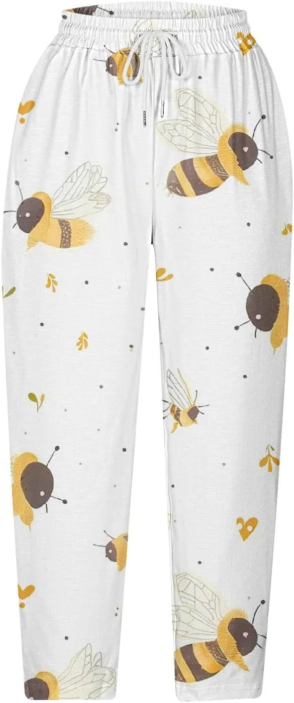 Women Capri Pants Comfy Elastic High Waist Capris Drawstring Wide Leg Trouser Casual 2025 Comfy Pant with Pockets