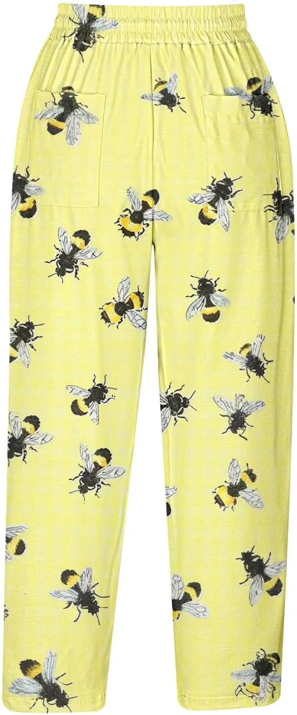 Women Capri Pants Comfy Elastic High Waist Capris Drawstring Wide Leg Trouser Casual 2025 Comfy Pant with Pockets