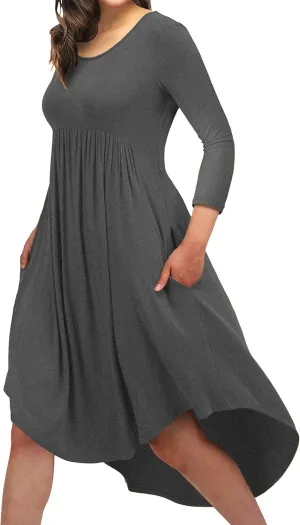 Women Casual Loose Comfy Flowy T-Shirt Dress with Pockets