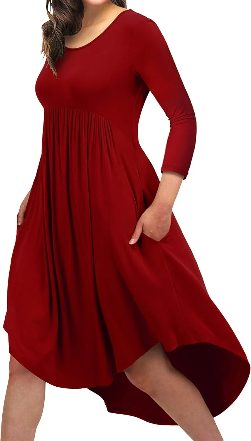 Women Casual Loose Comfy Flowy T-Shirt Dress with Pockets