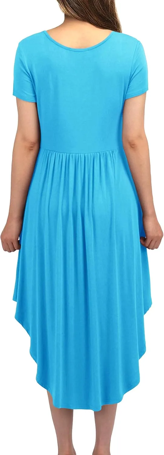Women Casual Loose Comfy Flowy T-Shirt Dress with Pockets