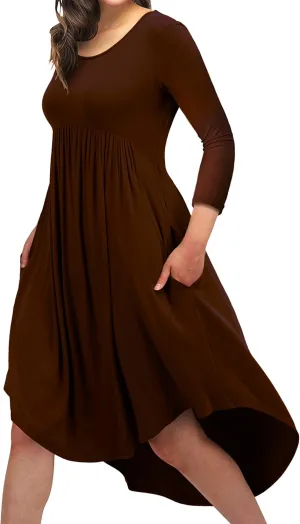 Women Casual Loose Comfy Flowy T-Shirt Dress with Pockets