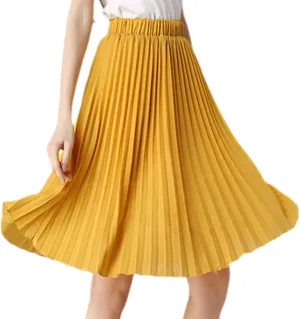 Women Chiffon Pleated Skirt Vintage High Waist Tutu Skirts Summer Midi Skirt