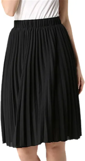 Women Chiffon Pleated Skirt Vintage High Waist Tutu Skirts Summer Midi Skirt
