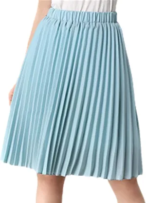 Women Chiffon Pleated Skirt Vintage High Waist Tutu Skirts Summer Midi Skirt