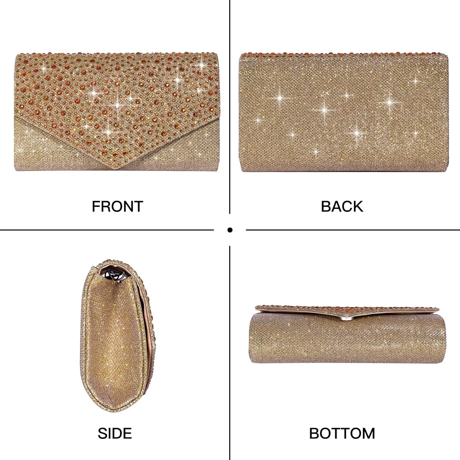 Women Evening Bag Clutch Rhinestone Envelope Party Handbag Bridal Prom Purse