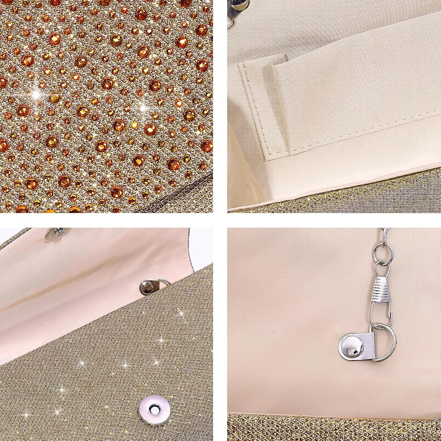Women Evening Bag Clutch Rhinestone Envelope Party Handbag Bridal Prom Purse