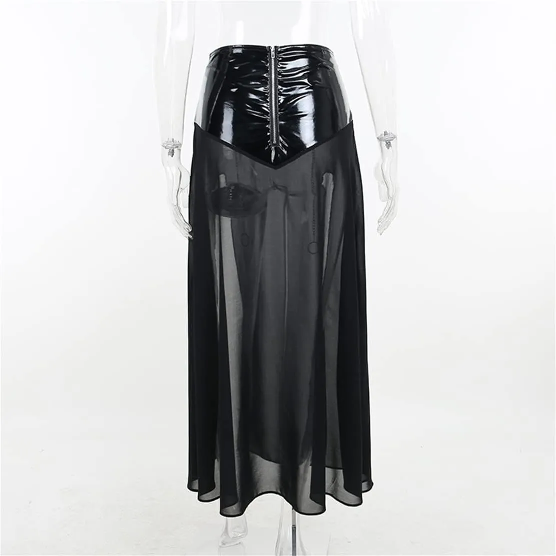 Women Gothic Mini Skirt Fairy Grunge Punk High Waisted A-Line Pleated Skirts Y2k E-Girl Long Maxi Skirt