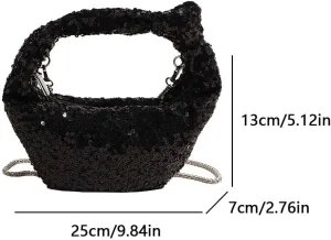Women Sequins Shinning Shoulder Bag with Chain, Sparkly Sequin Clutch Purse Evening Bag for Party Prom Wedding