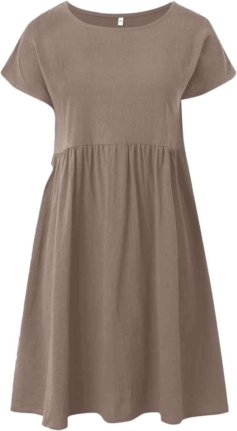 Women Summer Dress Plus Size Short Sleeve O Neck Mini Dress 2025 Casual Loose Fashion Beach Vacation Dresses