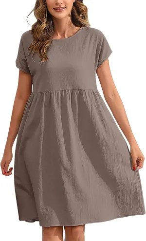 Women Summer Dress Plus Size Short Sleeve O Neck Mini Dress 2025 Casual Loose Fashion Beach Vacation Dresses