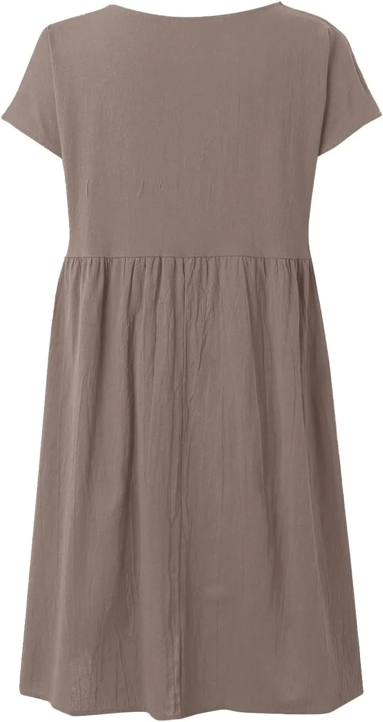 Women Summer Dress Plus Size Short Sleeve O Neck Mini Dress 2025 Casual Loose Fashion Beach Vacation Dresses