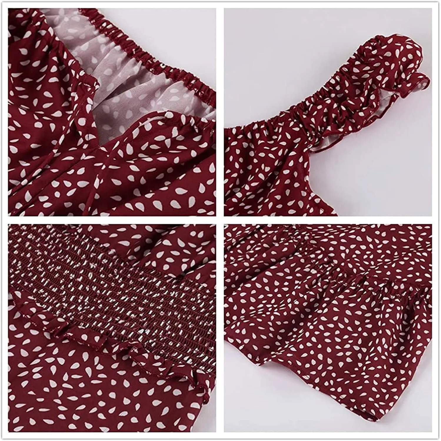 Women Summer Dresses Square Neck Ruffle Sleeve Pleated Tiered Floral Print Boohemian Mini Dress Beach Vacation Clothes