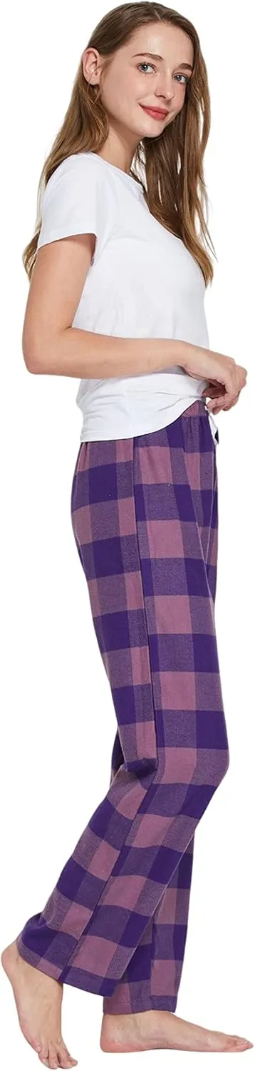Women's 100% Cotton Super Soft Flannel Plaid Pajama/Lounge Pants