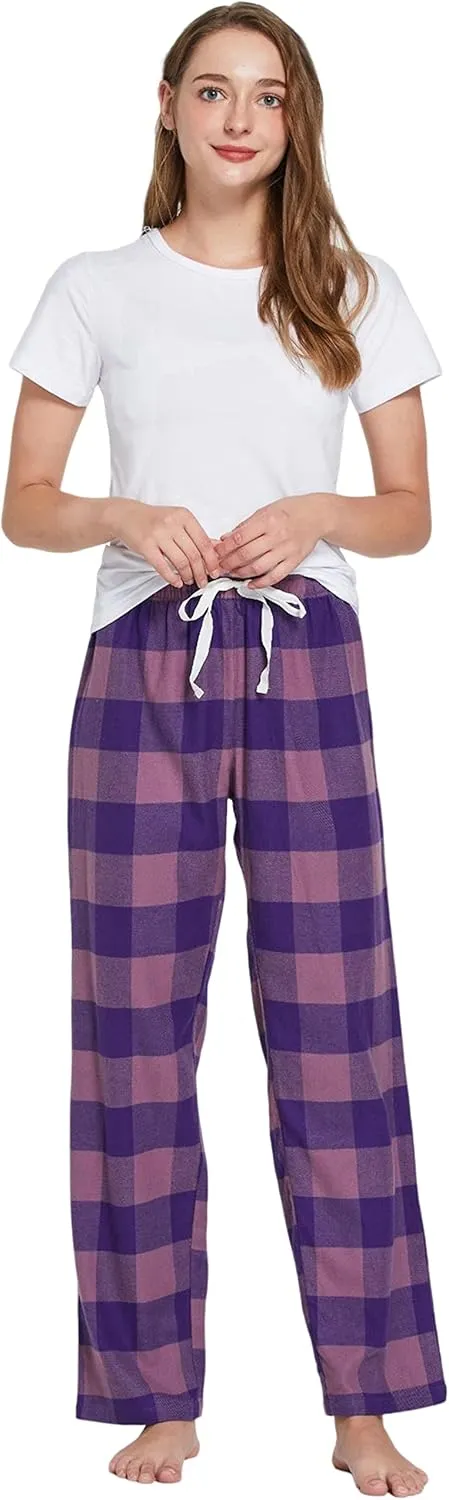 Women's 100% Cotton Super Soft Flannel Plaid Pajama/Lounge Pants