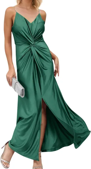 Women's 2025 Summer Formal Dresses Elegant Evening Party Cocktail Sexy Ruched Wedding Guest Maxi Dress