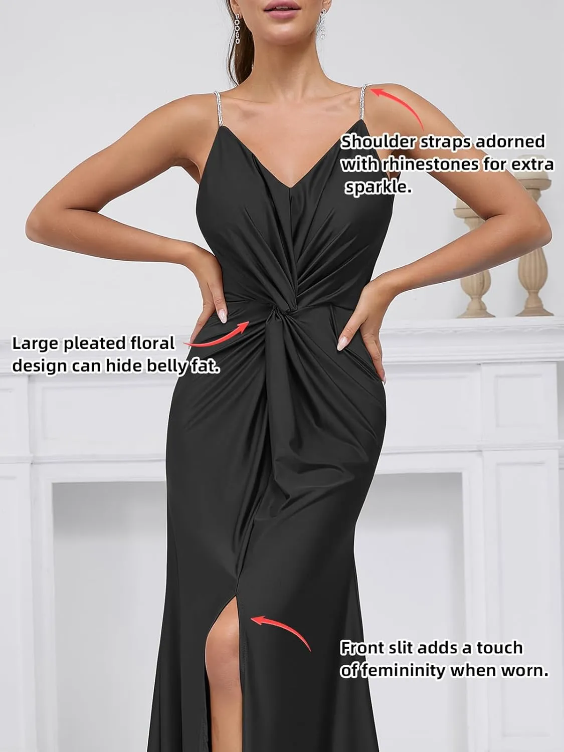 Women's 2025 Summer Formal Dresses Elegant Evening Party Cocktail Sexy Ruched Wedding Guest Maxi Dress