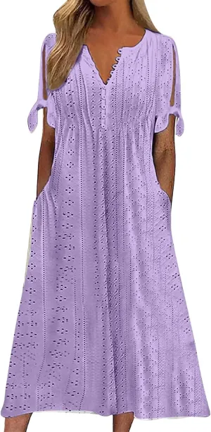 Womens Casual Summer Dress Plus Size Loose Fit Beach Cover-Up Trendy Maxi Dress Holiday Travel Pool Party Casual Wear