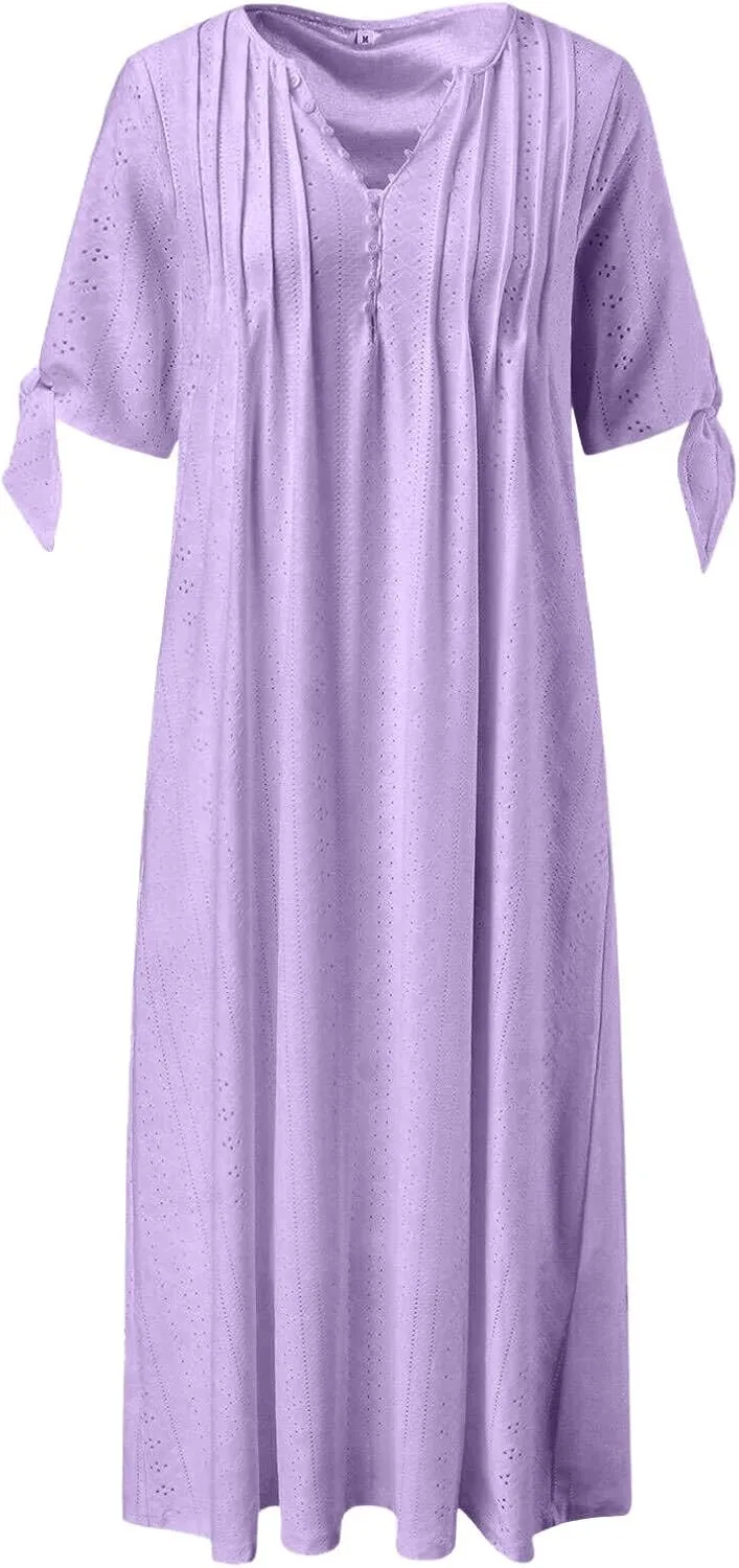 Womens Casual Summer Dress Plus Size Loose Fit Beach Cover-Up Trendy Maxi Dress Holiday Travel Pool Party Casual Wear