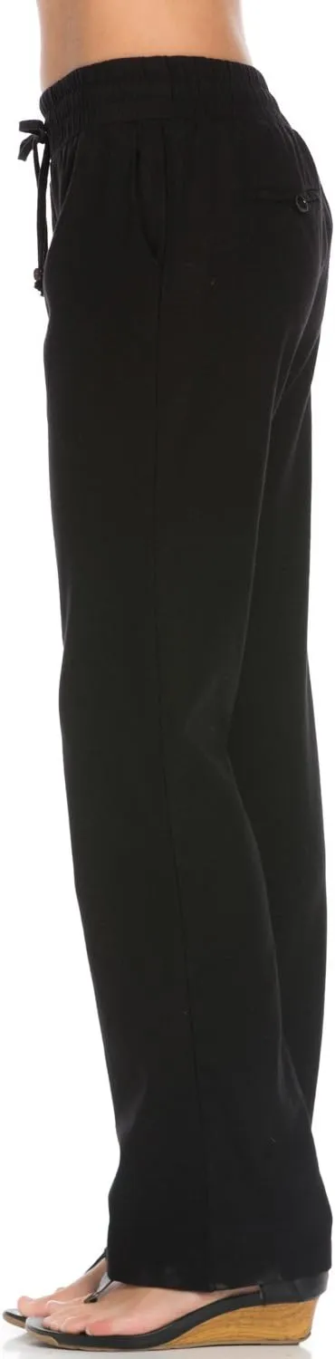 Women's Comfy Elastic Waistband Drawstring Linen Pants