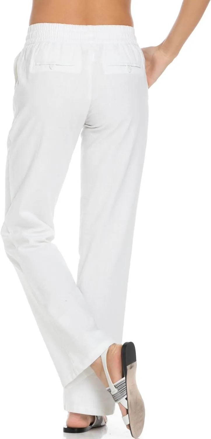 Women's Comfy Elastic Waistband Drawstring Linen Pants