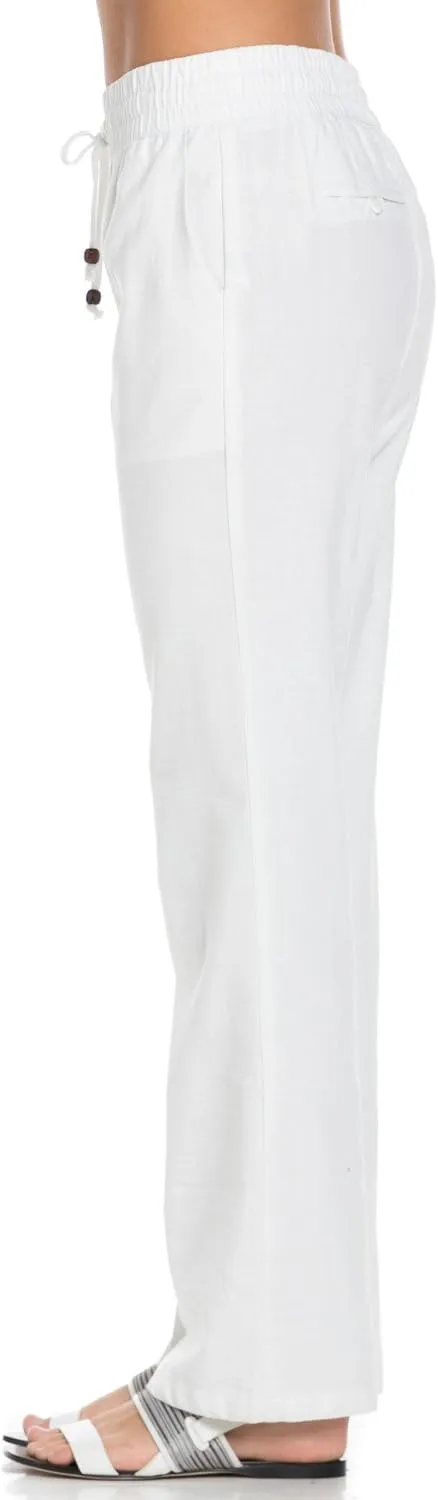 Women's Comfy Elastic Waistband Drawstring Linen Pants