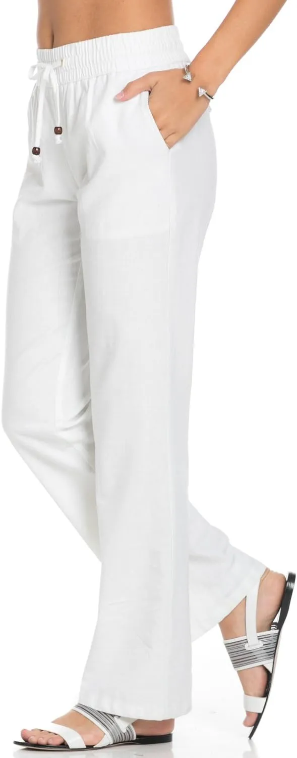 Women's Comfy Elastic Waistband Drawstring Linen Pants