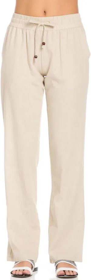 Women's Comfy Elastic Waistband Drawstring Linen Pants