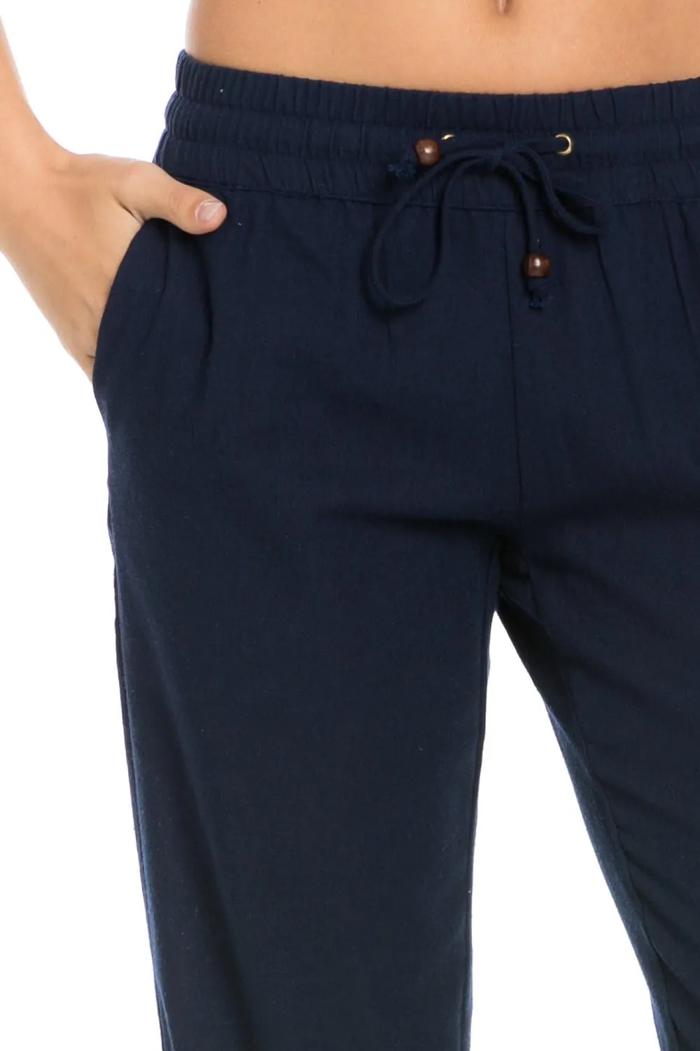 Women's Comfy Elastic Waistband Drawstring Linen Pants