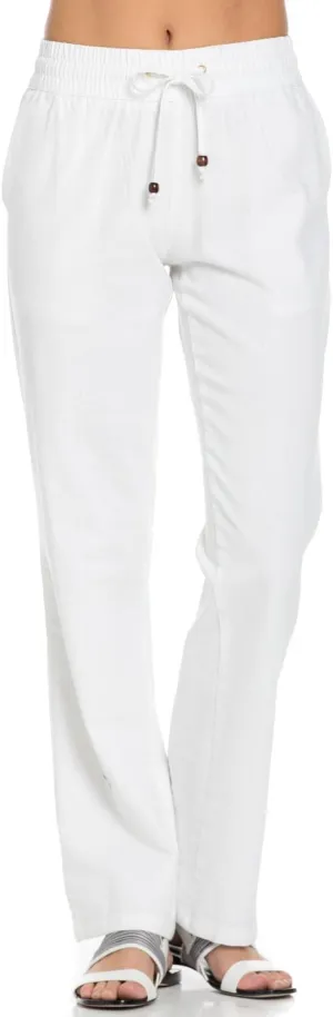 Women's Comfy Elastic Waistband Drawstring Linen Pants