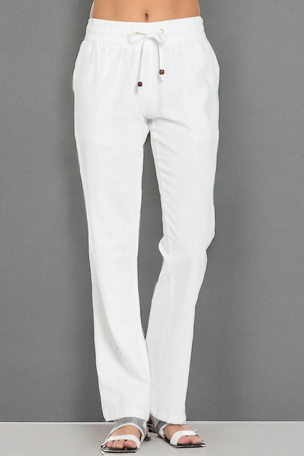 Women's Comfy Elastic Waistband Drawstring Linen Pants