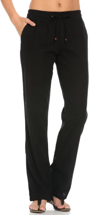Women's Comfy Elastic Waistband Drawstring Linen Pants