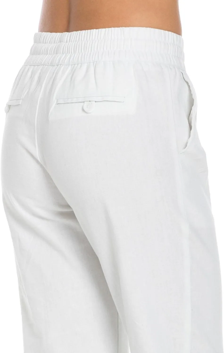 Women's Comfy Elastic Waistband Drawstring Linen Pants