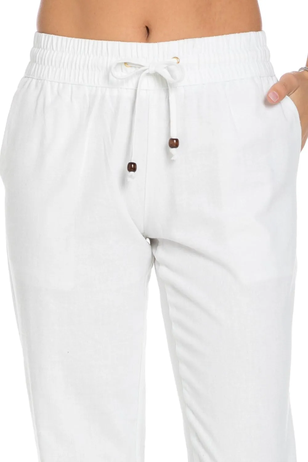 Women's Comfy Elastic Waistband Drawstring Linen Pants