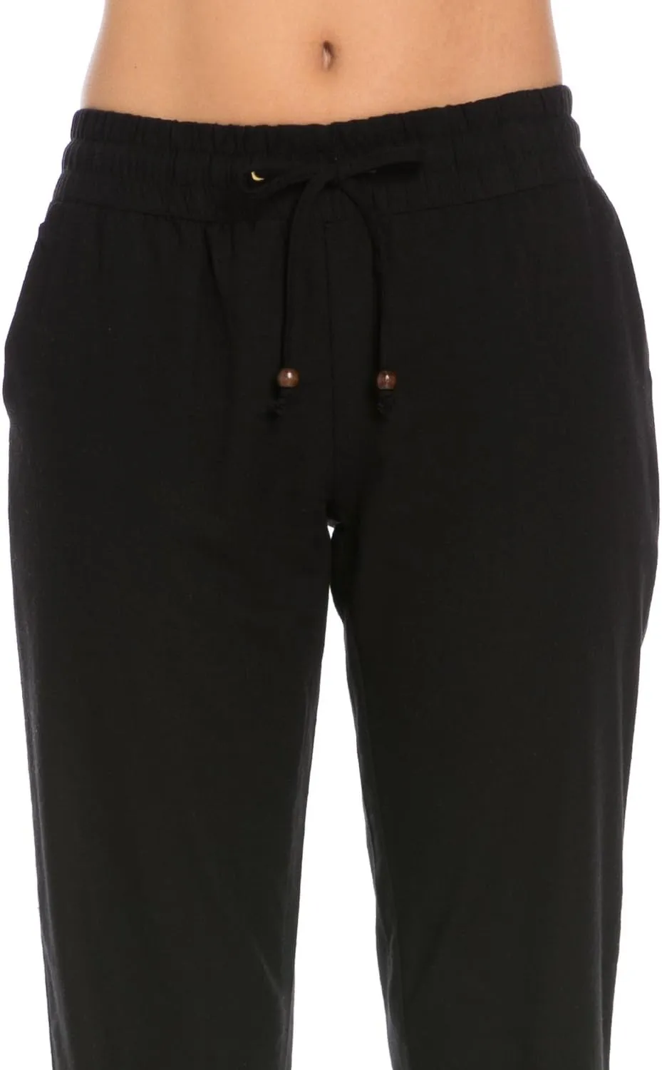 Women's Comfy Elastic Waistband Drawstring Linen Pants