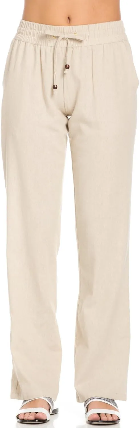Women's Comfy Elastic Waistband Drawstring Linen Pants