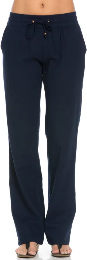 Women's Comfy Elastic Waistband Drawstring Linen Pants