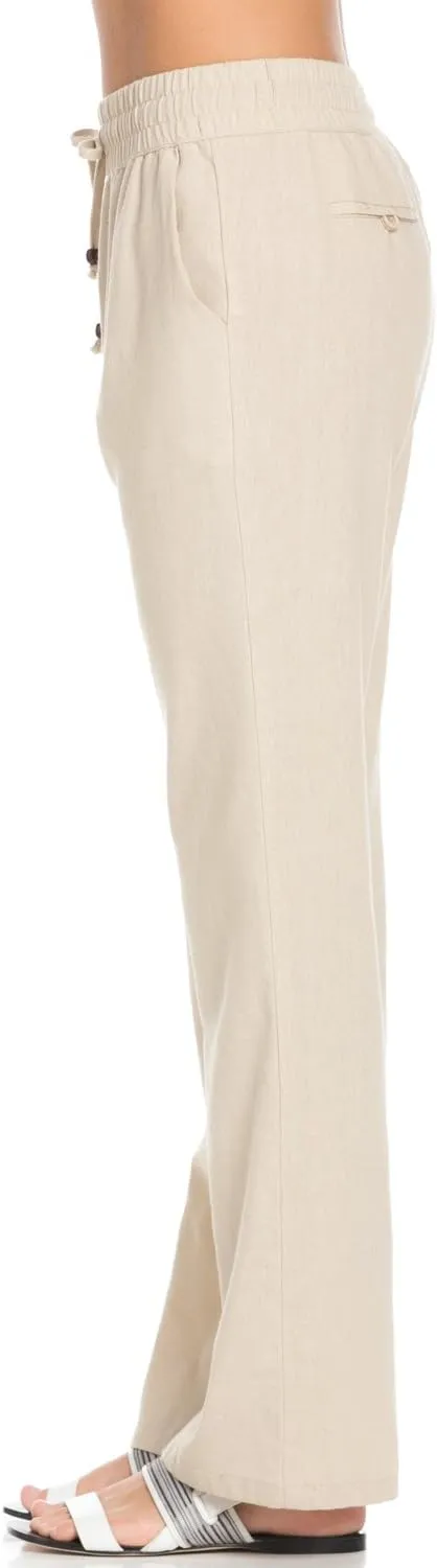 Women's Comfy Elastic Waistband Drawstring Linen Pants