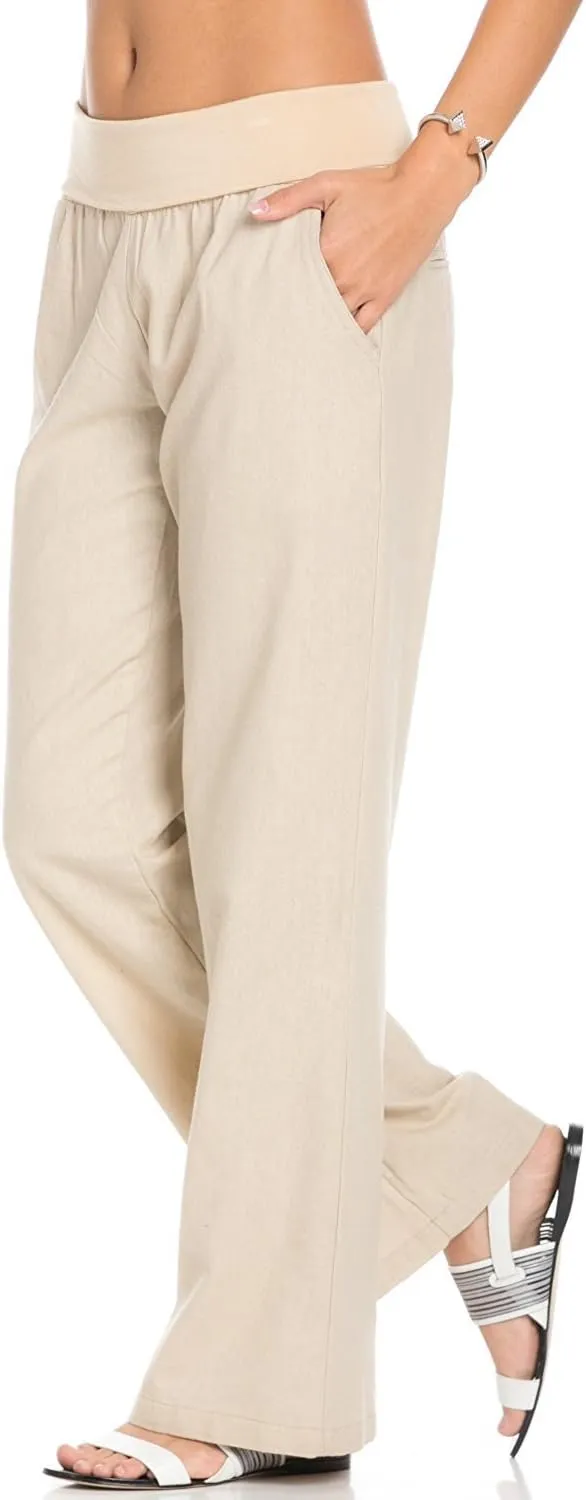 Women's Comfy Fold Over Linen Pants