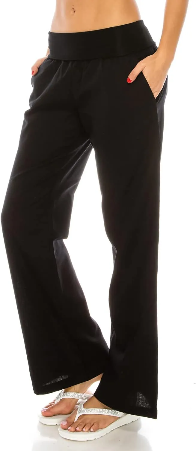 Women's Comfy Fold Over Linen Pants