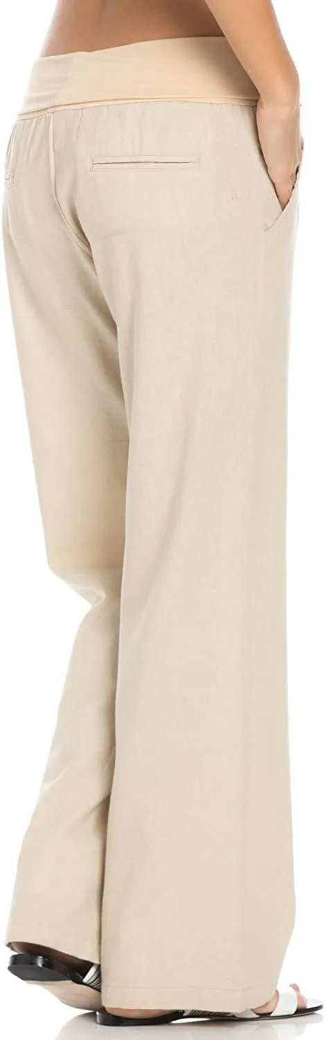 Women's Comfy Fold Over Linen Pants