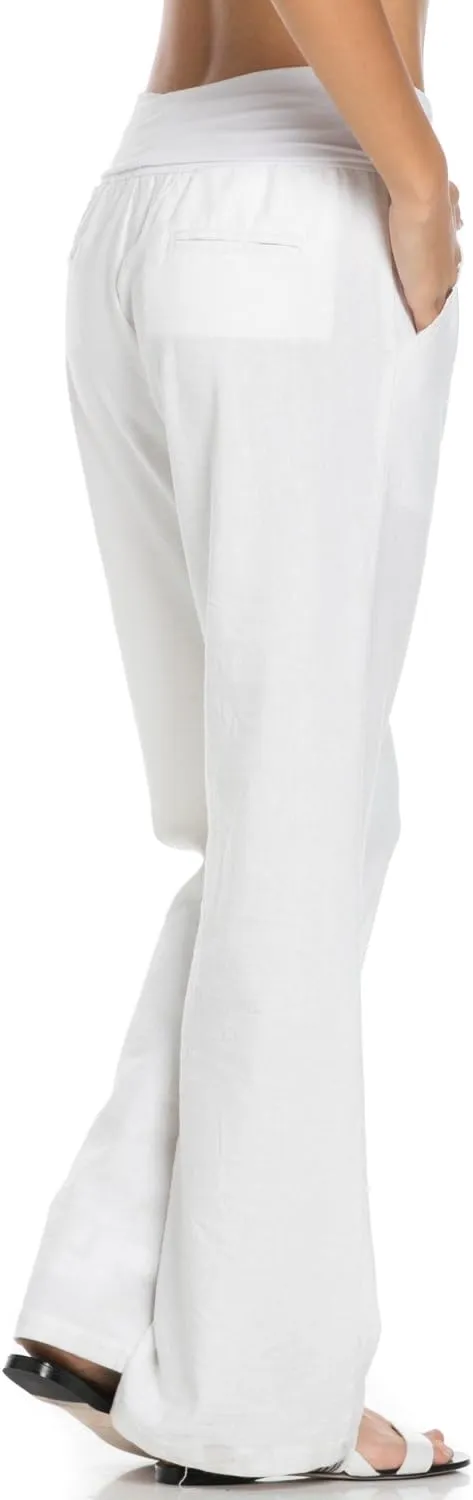 Women's Comfy Fold Over Linen Pants